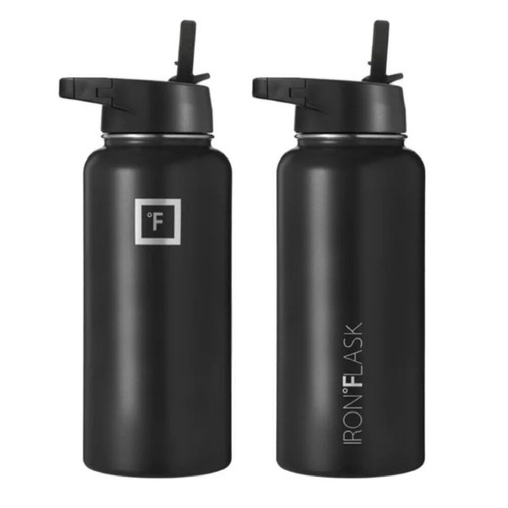 IRON FLASK Camping Hiking Hydration Stainless Steel Black 32 oz Water Bottle NEW